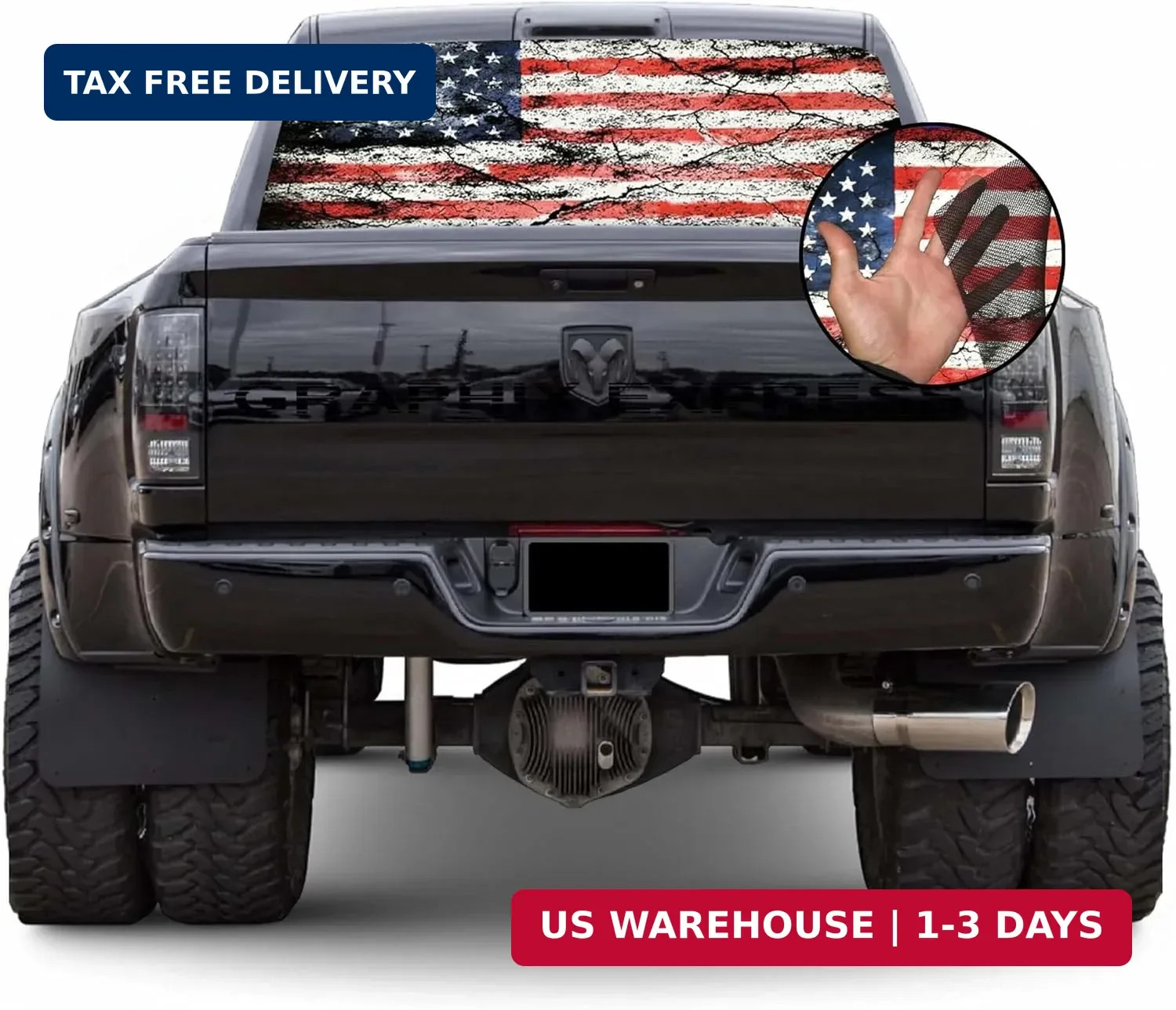 GRAPHIX EXPRESS American Flag Decal, Patriotic Red, White, Blue Vinyl Sticker fo
