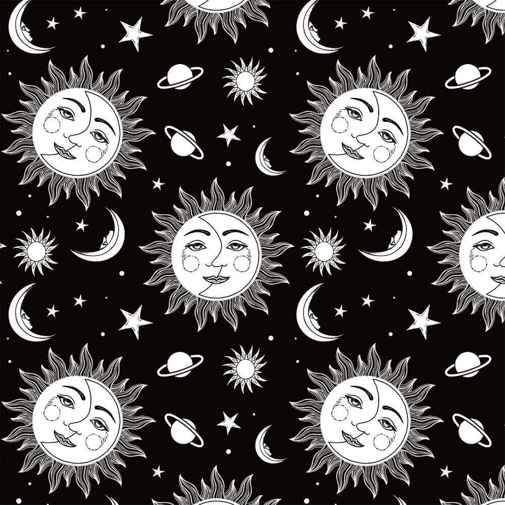 Half Moon Sun : Gift 12″ X Decal Vinyl Sticker Sheet Pattern Black White