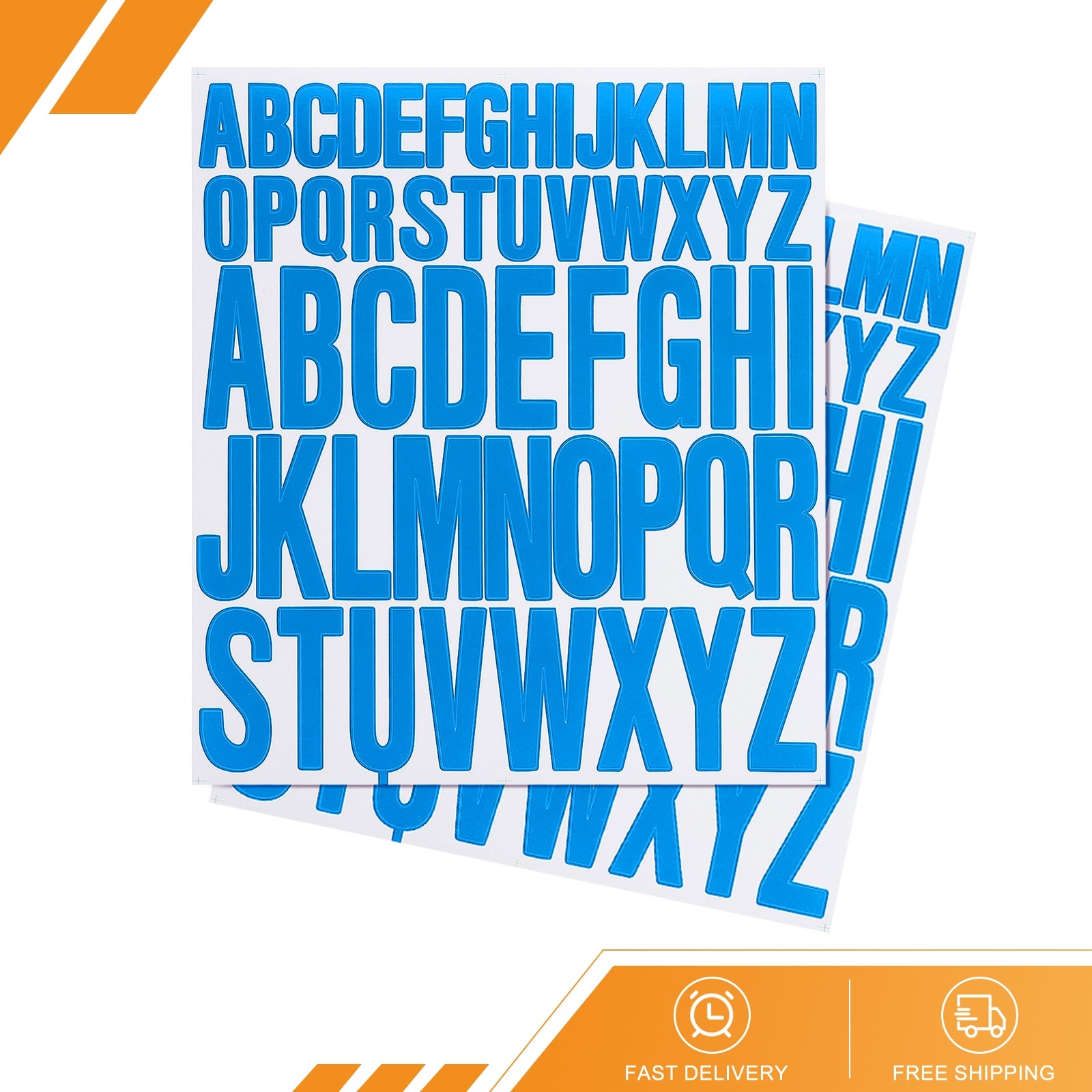 12 Sheets Letter Stickers 1″ 2″ Self Adhesive Alphabet Sticker Lake Blue