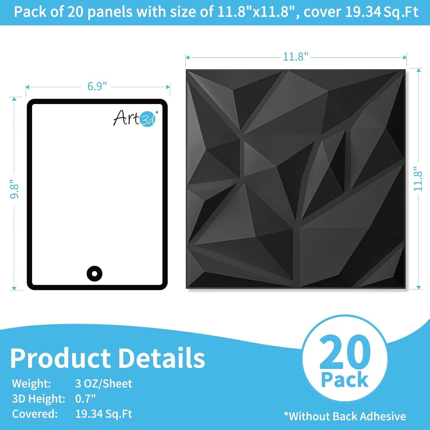 20 Pack Decorative 3D Wall Panels for Interior Wall Decor Living Room, 11.8″x…