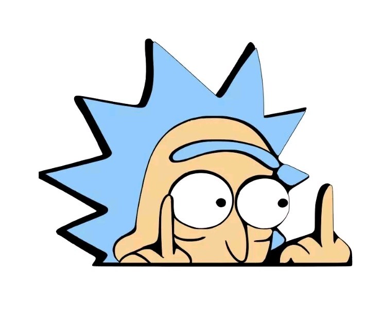 Rick & Morty Multi Layer Vinyl Sticker “4.5×5” Cartoon Middle Finger Rick Only!
