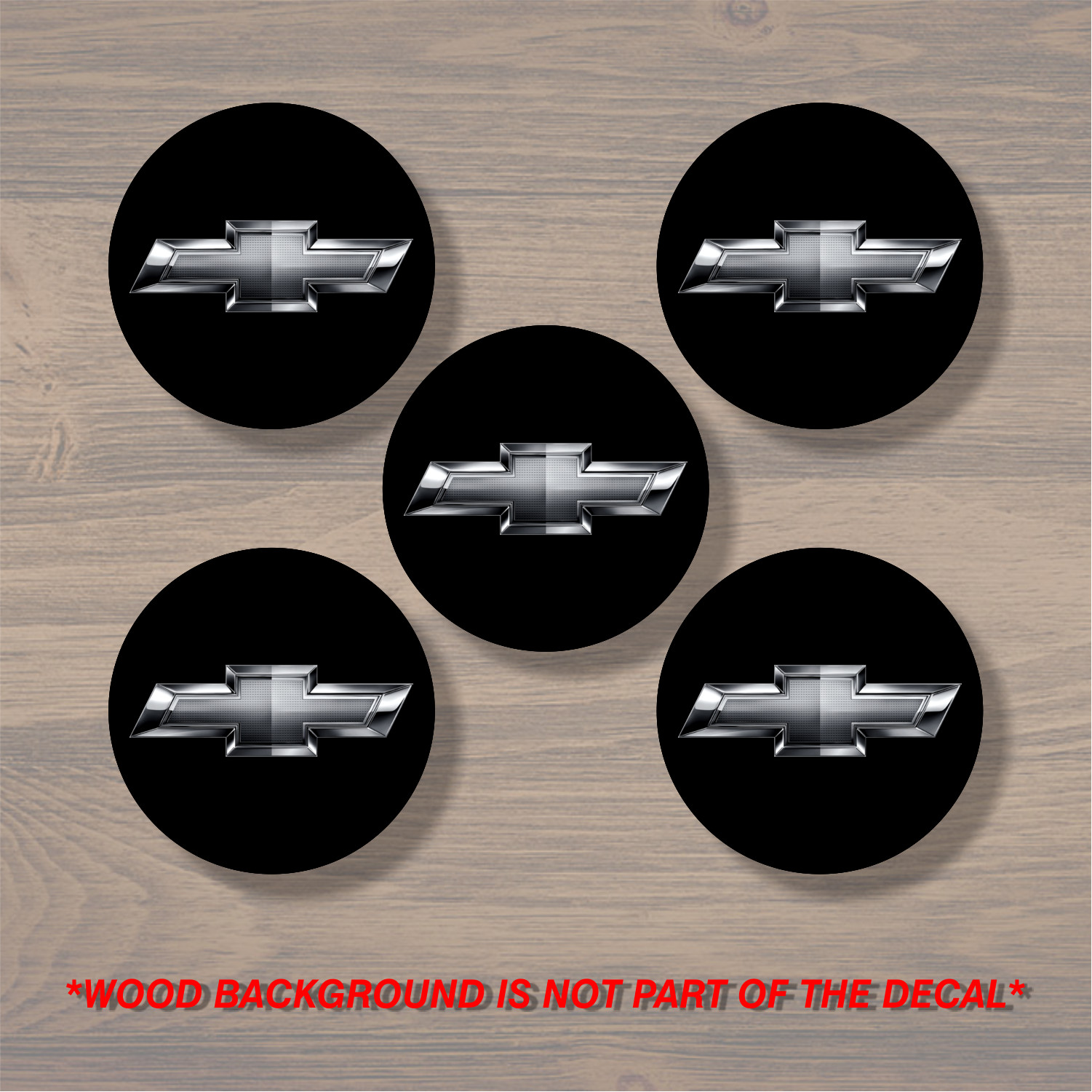 Chevrolet Chevy Bowtie Wheel Center Cap Overlay x5, Vinyl Decal Sticker