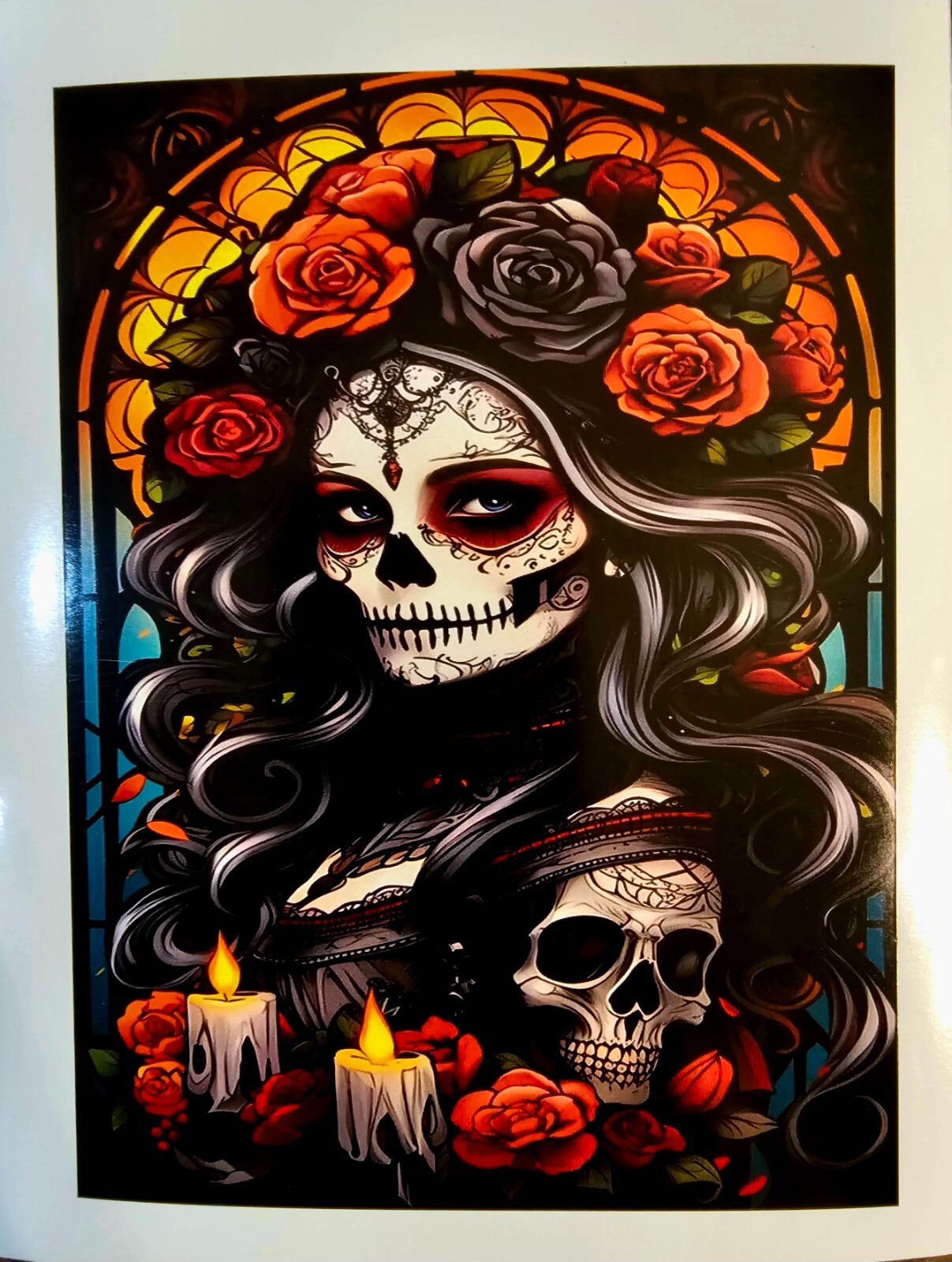 Dia de los muertos woman decal sticker stickers decals. 4″w x 5 1/2″h