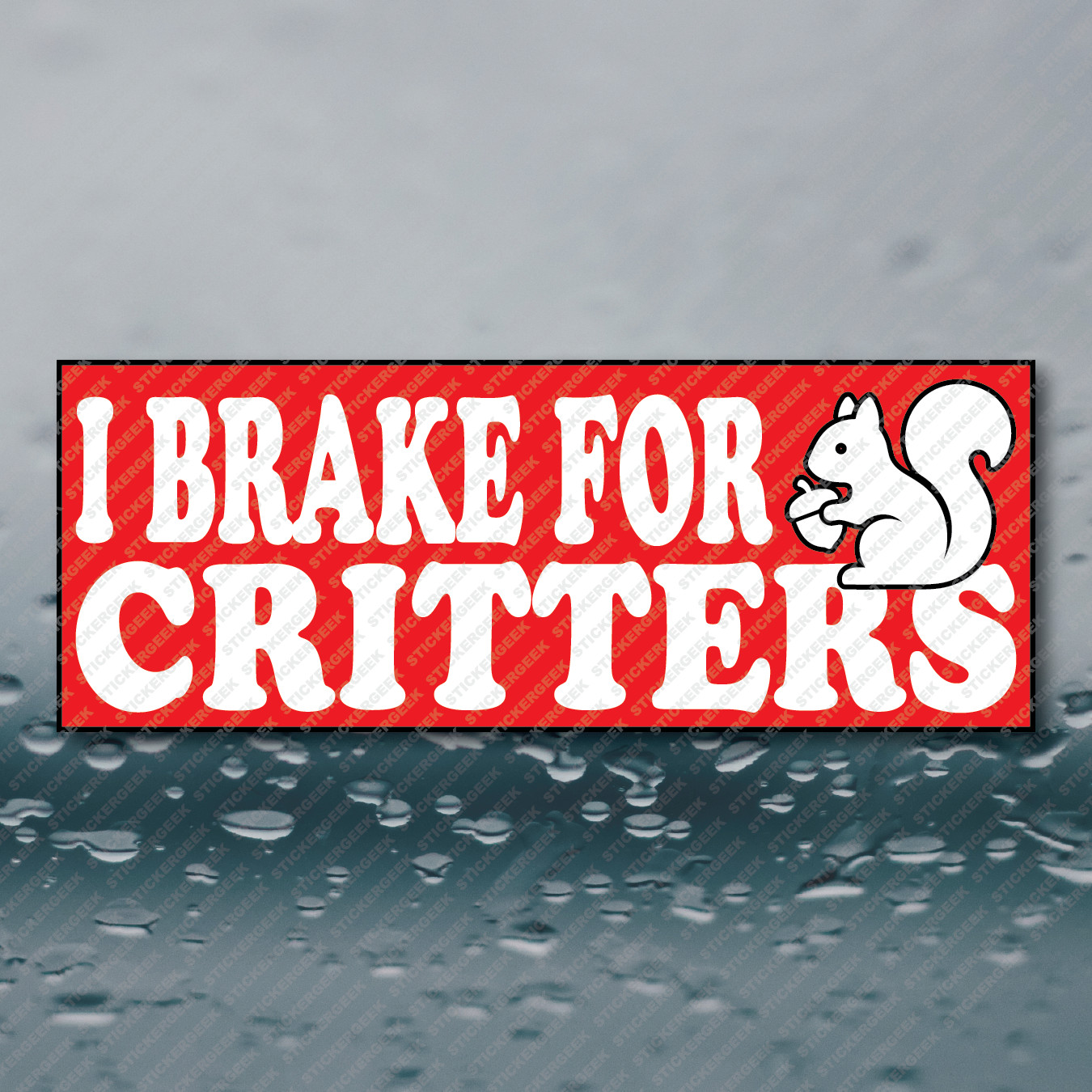 I BRAKE FOR CRITTERS Squirrel Animal Lover Funny Meme Prank Gag Joke Sticker 8×3