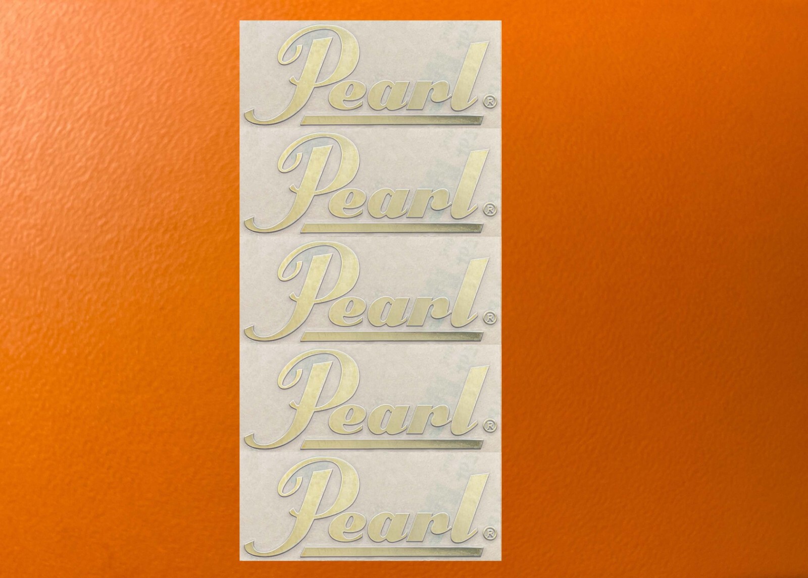 5 pcs Pearl Drums Golden Color Mirror Sticker Logo Decal Badge 2″ Wide