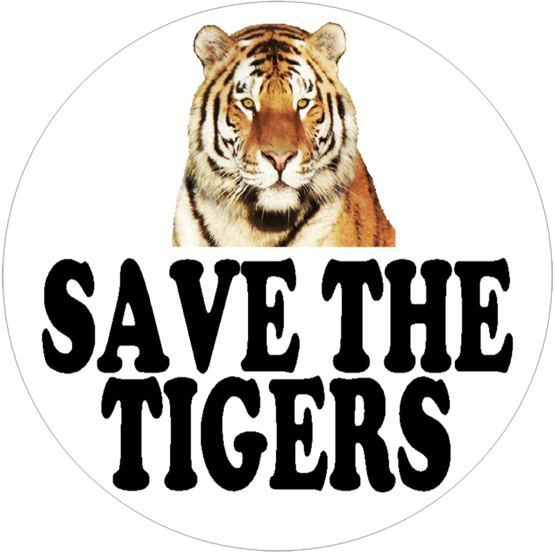 Save the Tigers – Circle Sticker Decal 3″ x 3″ – Endangered Species