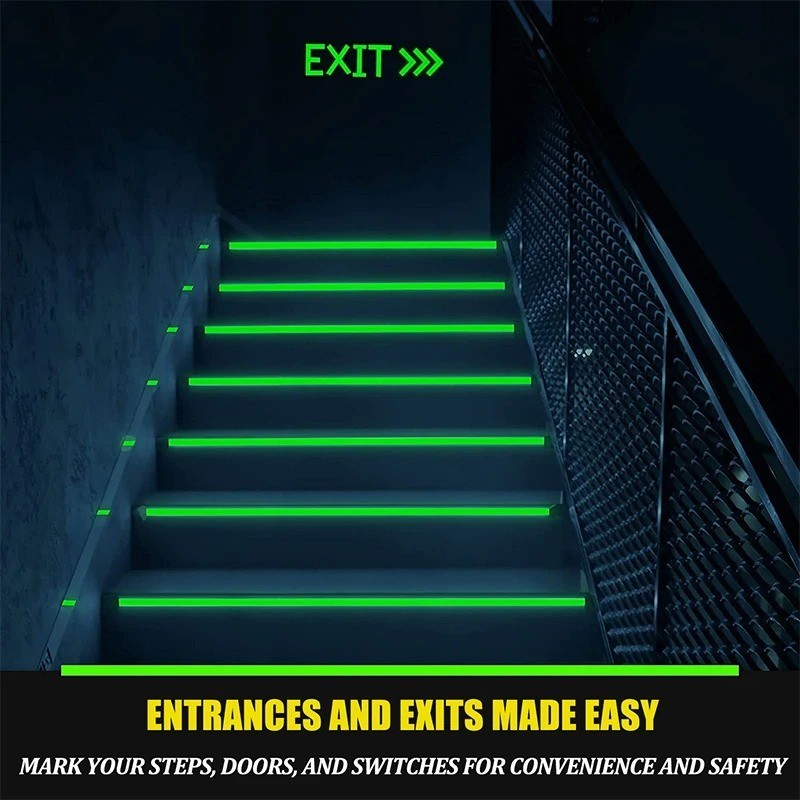 Self-Adhesive Luminous Safety Tape Fluorescent Glow in Dark Warning Tape 3M