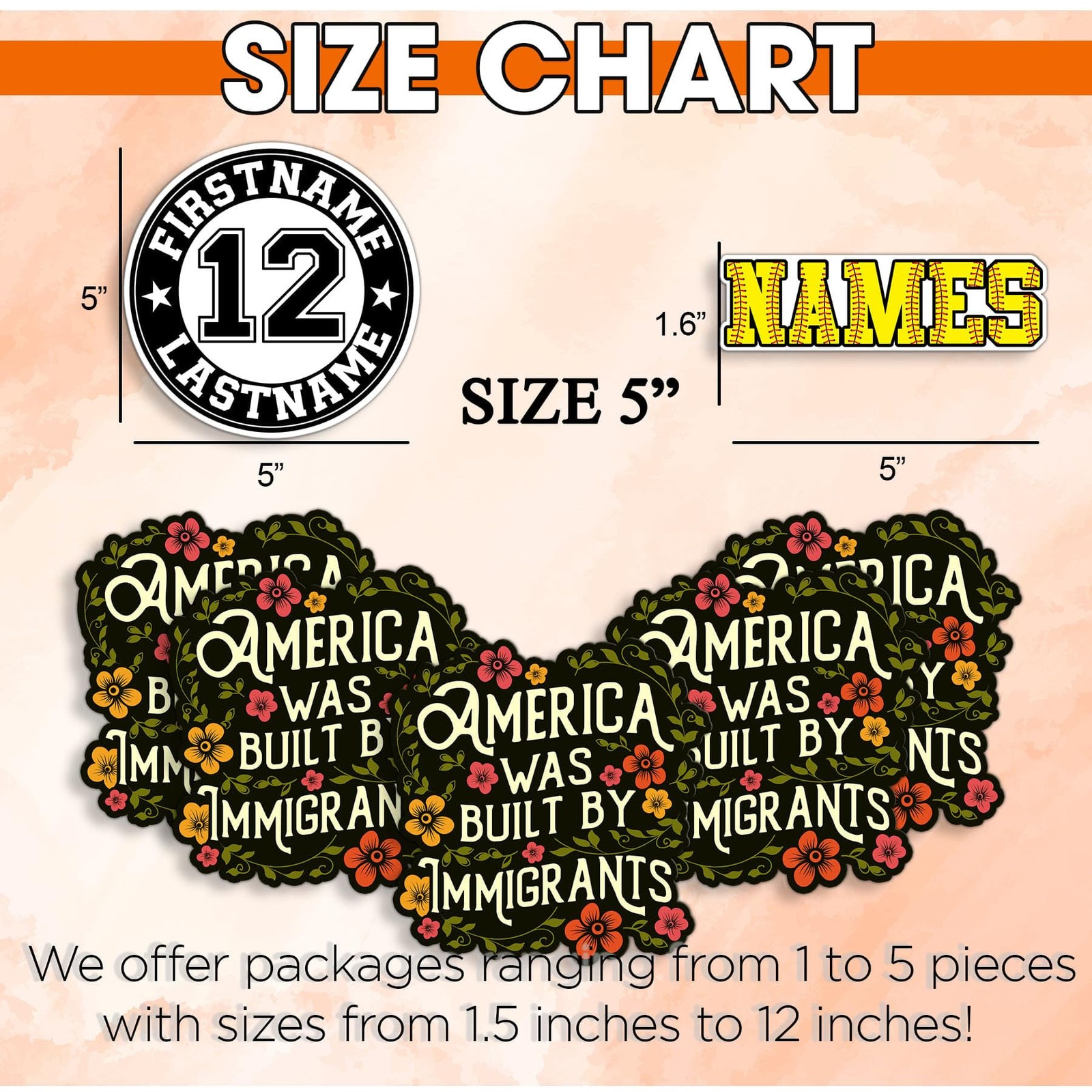 BECGIESTICKER 3 Pack Immigrants 3 Inch Vinyl Decals