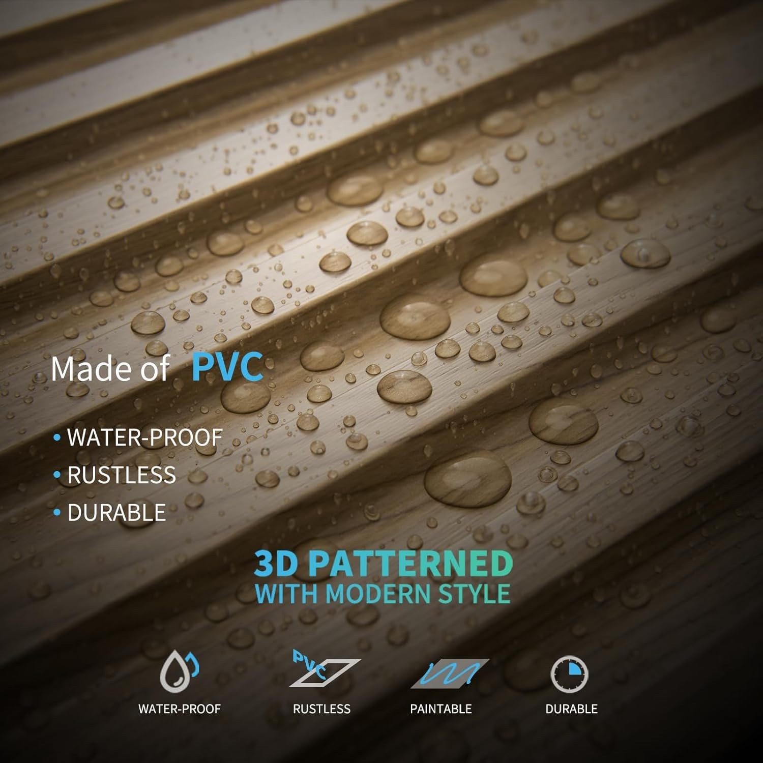 3D Wall Panels 6-Pack – Modern PVC Slat Design`