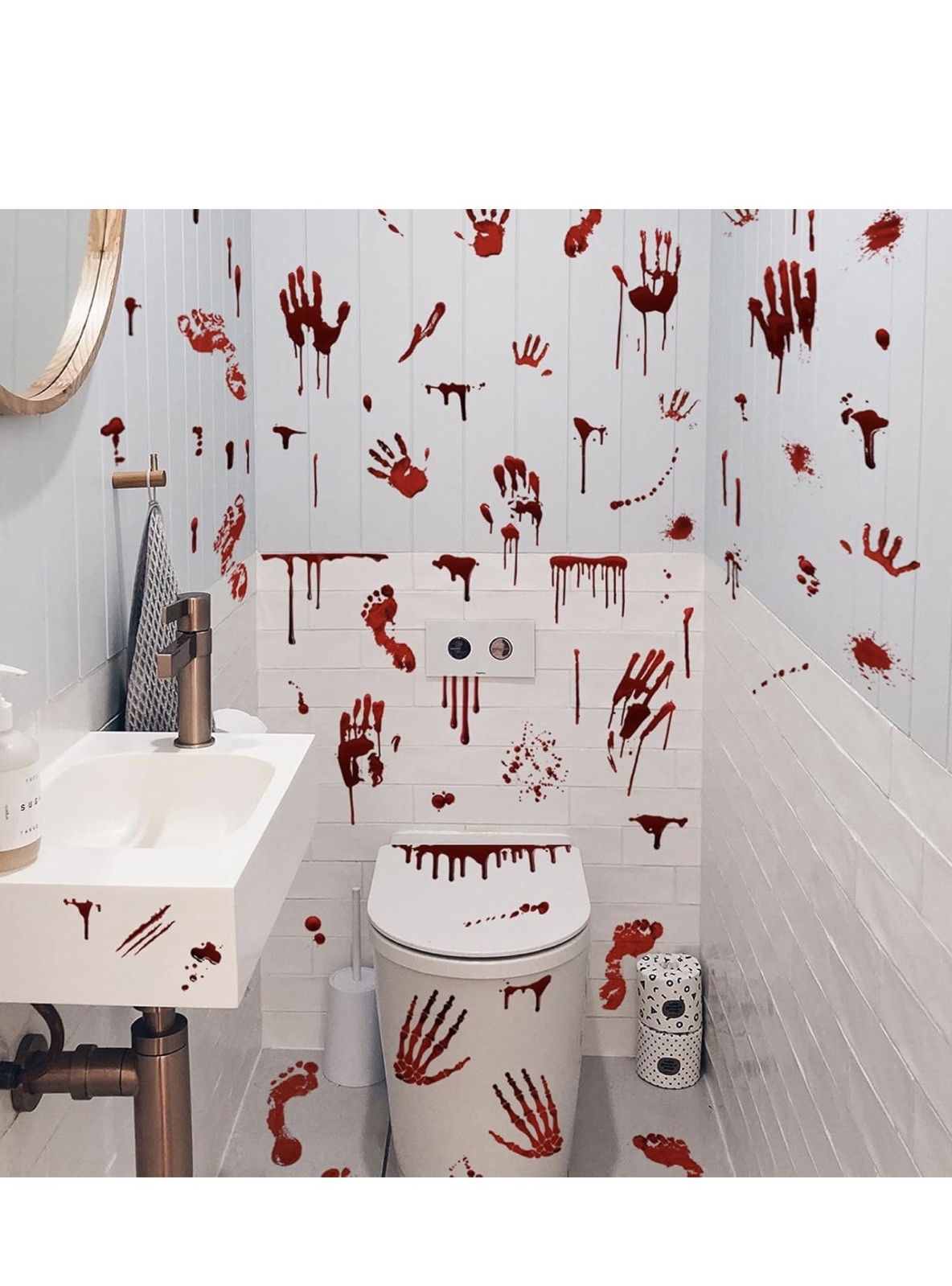 12 sheets of Bloody Handprint Footprint Window Stickers Wall Stickers /Halloween