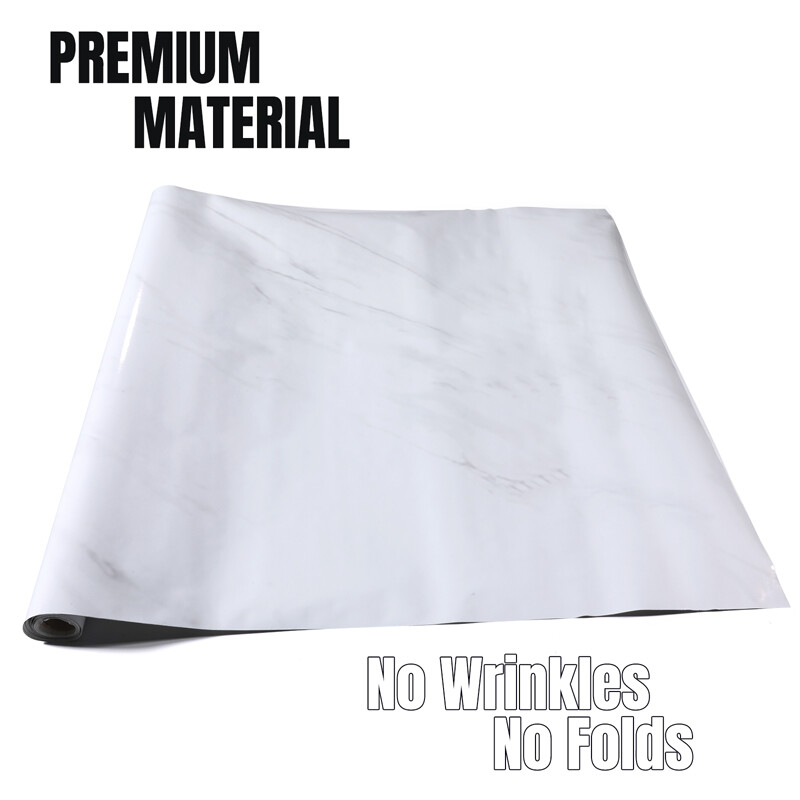 10ft Glossy White Marble Wallpaper Self Adhesive PVC Waterproof Countertop Paper
