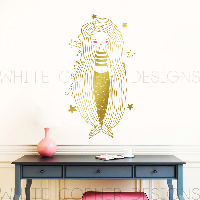 Mermaid Wall Decal, Kids Room Decal, Nursery Decal, Wall Sticker, Cute Mermaid