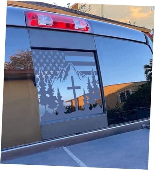 for 2009-2024 2025 2026 Dodge Ram Cross Mountain Forest American Flag Rear