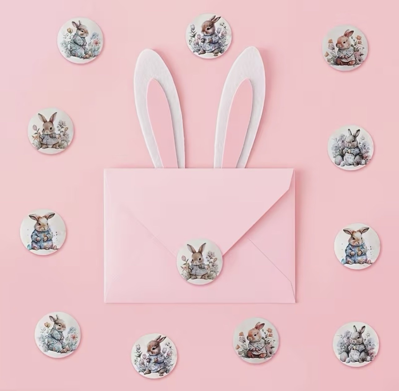 100 PACK – RETRO VTG EASTER BUNNY RABBIT 1” INCH STICKER DECAL SET LOT 100PCS