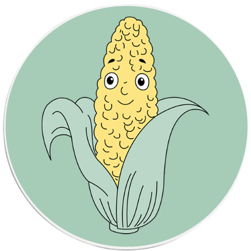Smiling Corn – 3 Pack Circle Stickers 3″ x 3″ – Vegetable Food Cute Happy