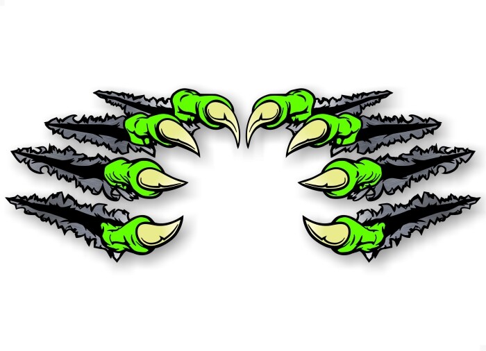 2 BEAST CLAWS Break Through Ripping Thru Metal 11.5” Vinyl Sticker Decals