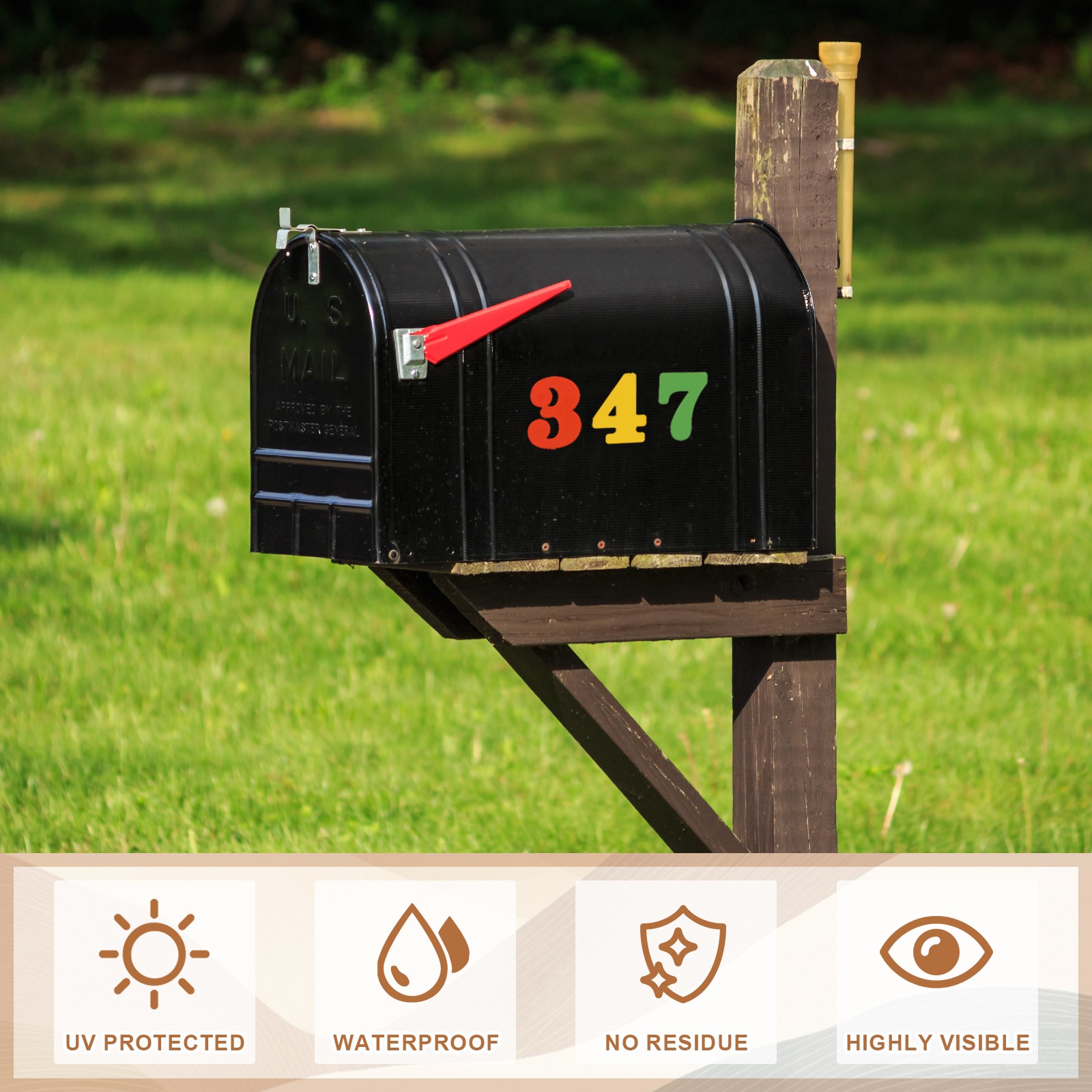 200 Pcs 10 Sheets Mailbox Numbers for Outside, 2 Inch Multicolor Number Sticker