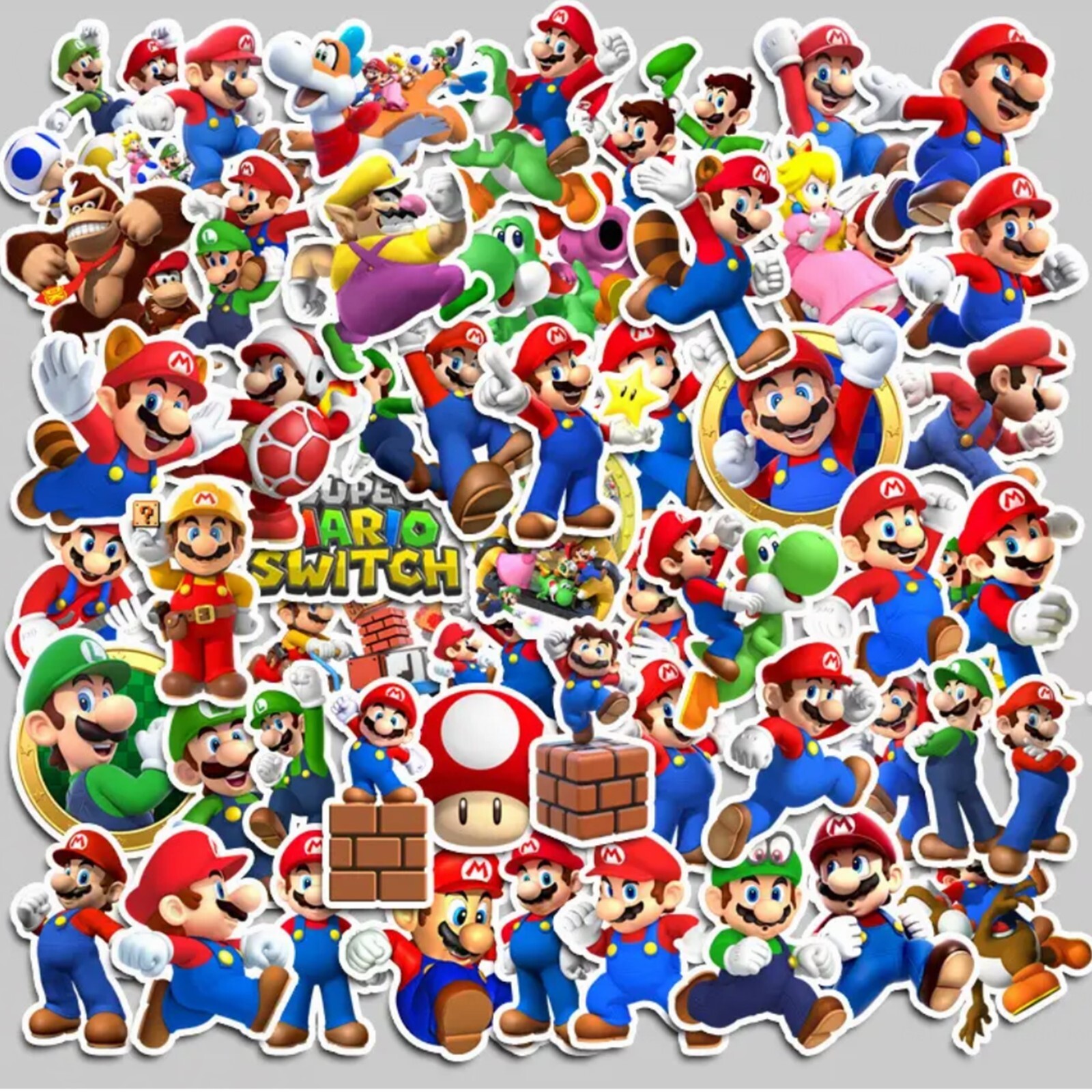 SUPER MARIO NEW STICKERS 50pcs, GREAT SET for kids Bikes-Water Bottles-Toy Boxes