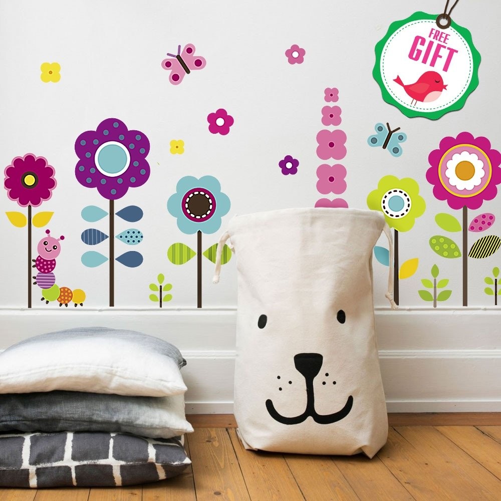 Flower Wall Stickers for Kids – Floral Garden Wall Decals for Girls Room – Re…