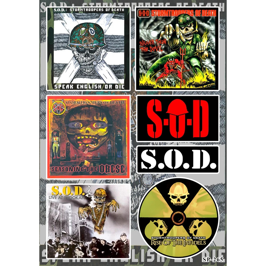 SOD Stickers Speak English or Die Bigger Than the Devil Live at Budokan Albums