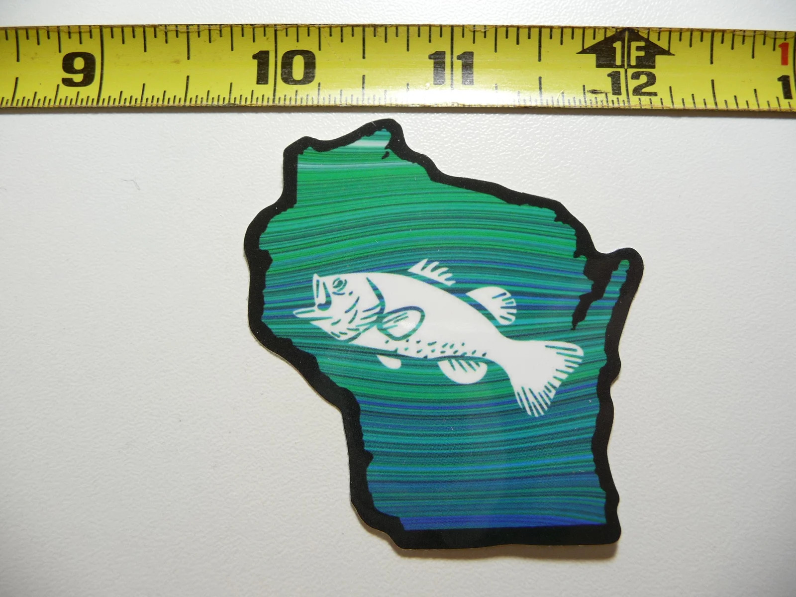 WISCONSIN OUTLINE FISH FISHING SMALL STICKER DECAL FUN SPORT FUNNY