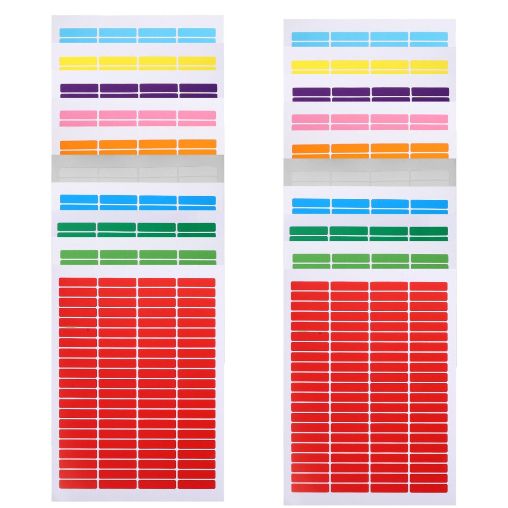 20 Sheets Waterproof Material Label Adhesive Colored Rectangle Name Stickers