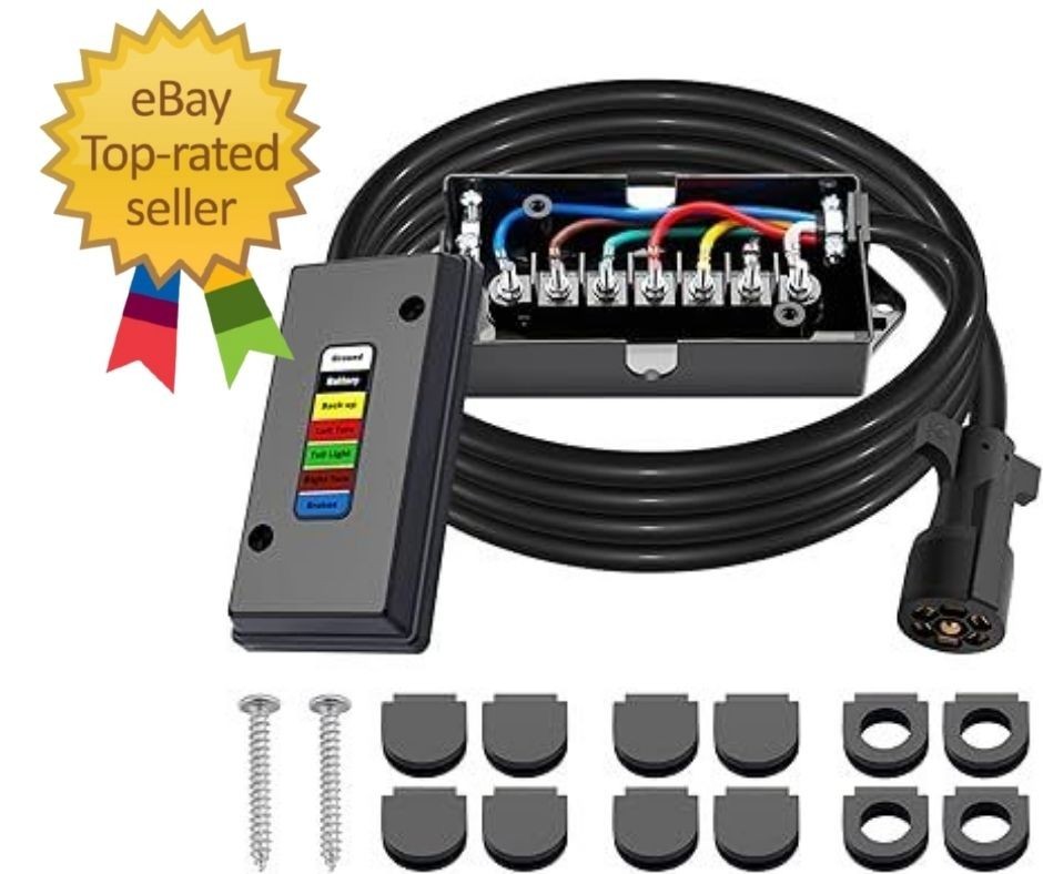 Trailer Cord 8 FT with Junction Box CheeMuii Wiring Harness Plug Premium Light