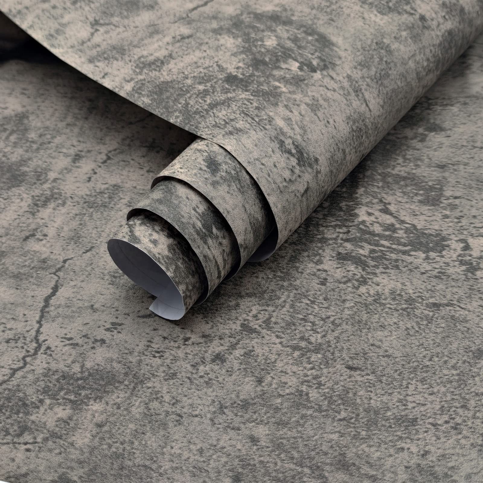 16″×118″ Thick Light Brown Grey Concrete Waterproof Gray Concrete Wallpaper P…