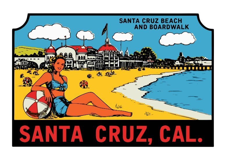 Santa Cruz California Vintage Style Sticker Decal R8599