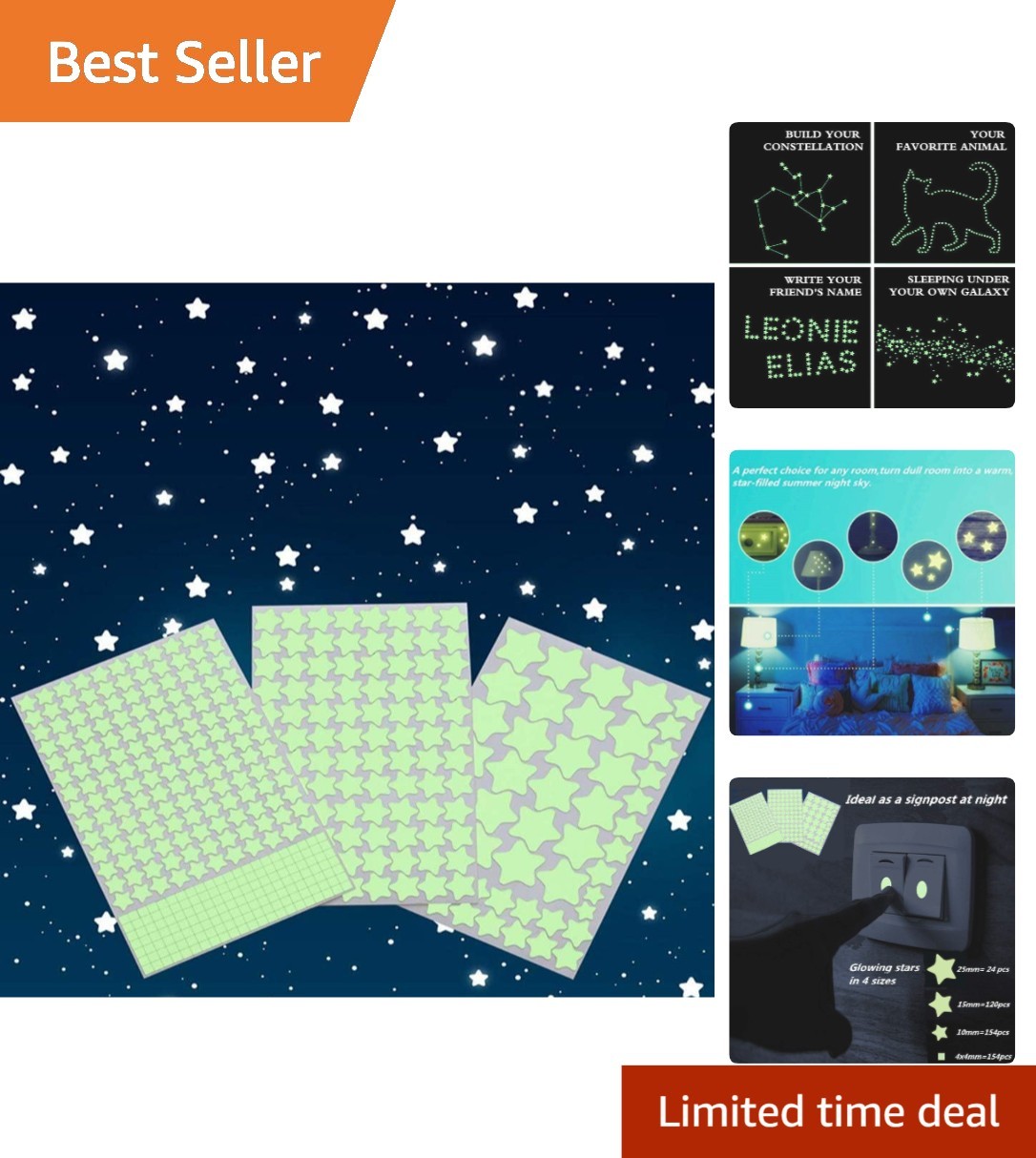 Stunning 452-Piece Glow in The Dark Star Wall Stickers – Perfect for Kids’ Rooms