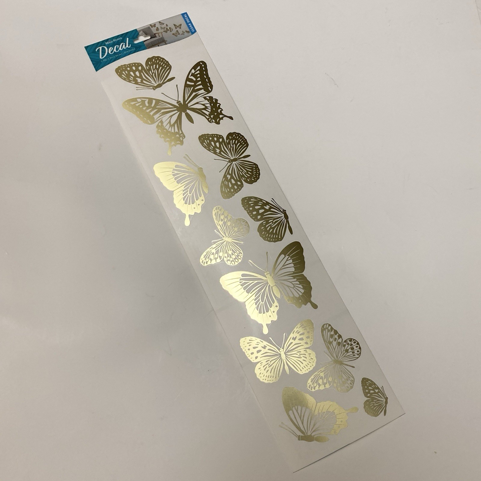 11 GOLD BUTTERFLY TRANSLUCENT Wall Art Decals Appliques Stickers Peel Stick USA
