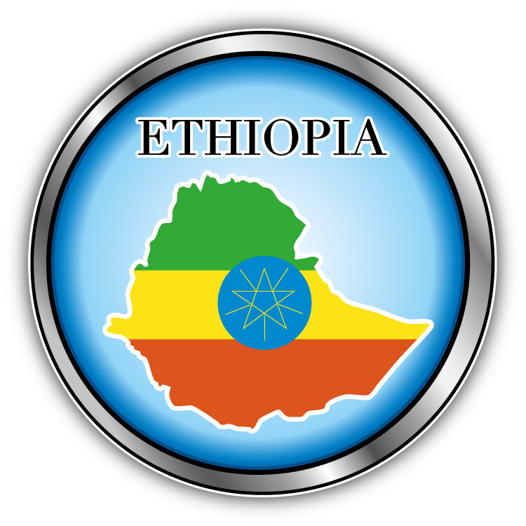 Ethiopia Map Flag Glossy Label Car Bumper Sticker Decal