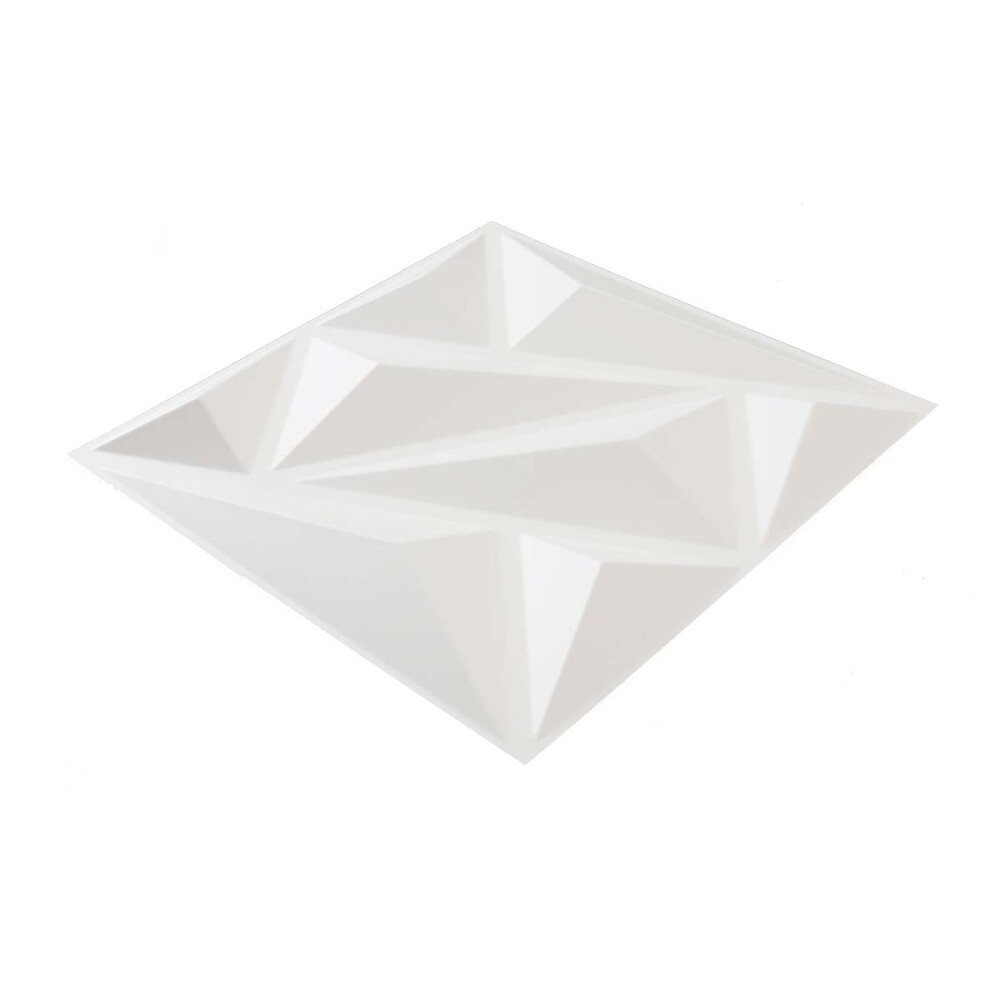 PVC Wall Panels 3D Diamond Design 12 Tiles White Decorative Plants Waterproof