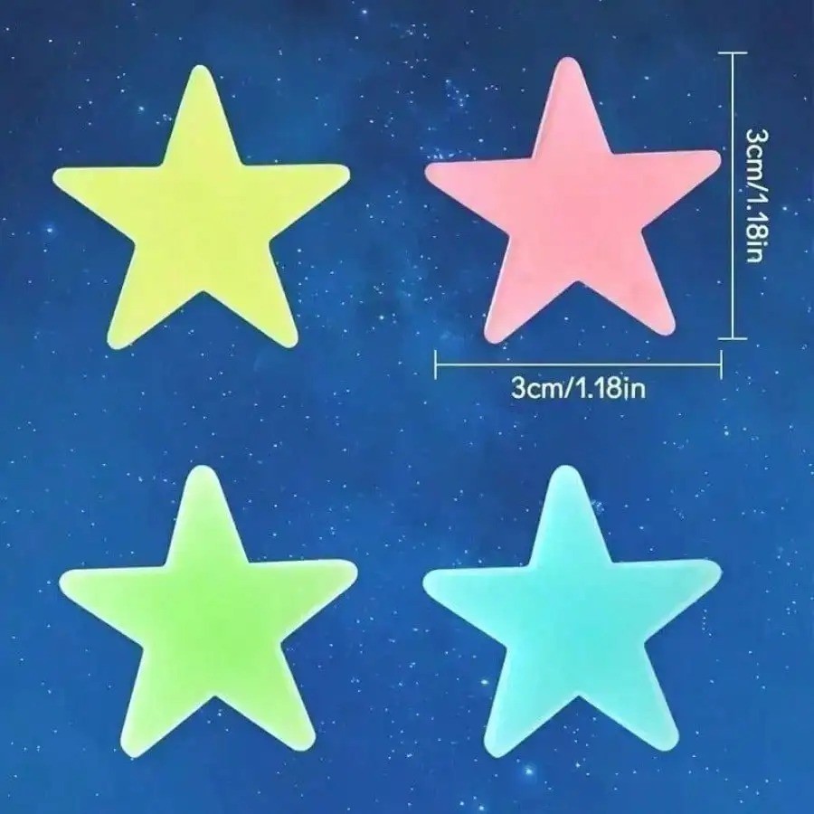 100PCS 3CM Luminous Star Wall / Ceiling Sticker