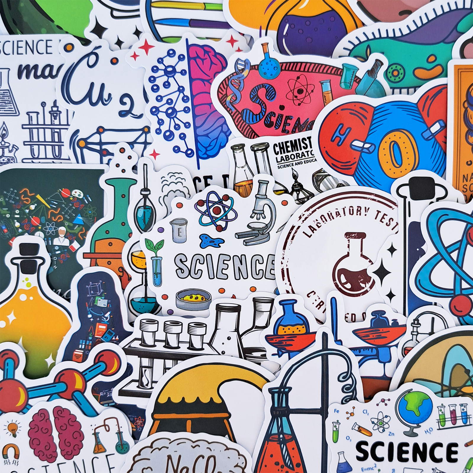 50 PCS Science Laboratory Sticker Pack Chemistry Biology Teacher Student Gifts