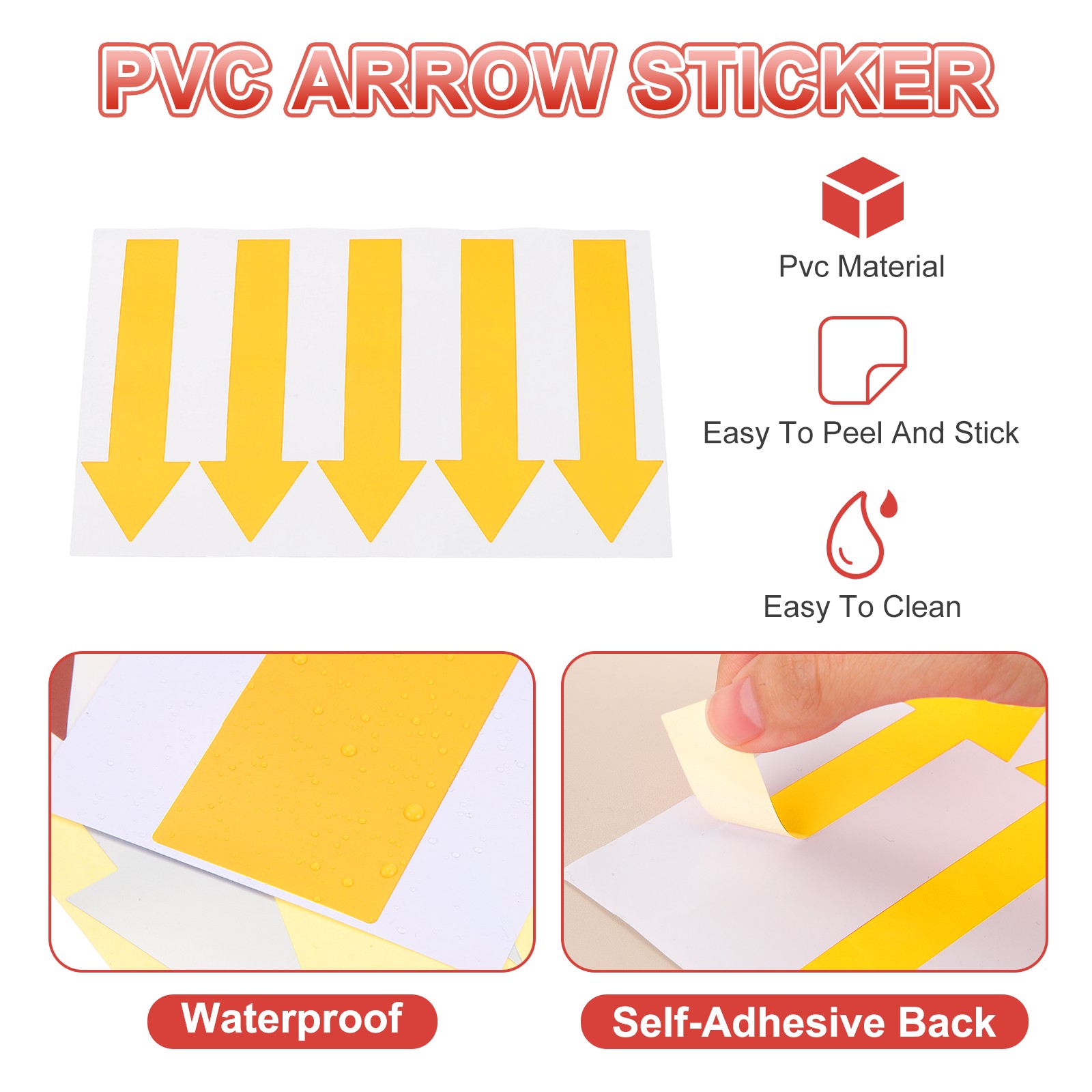 Arrow Sticker, (5×1.2 Inch, Orange) (80 Pcs), Waterproof Arrow Sign Sticker