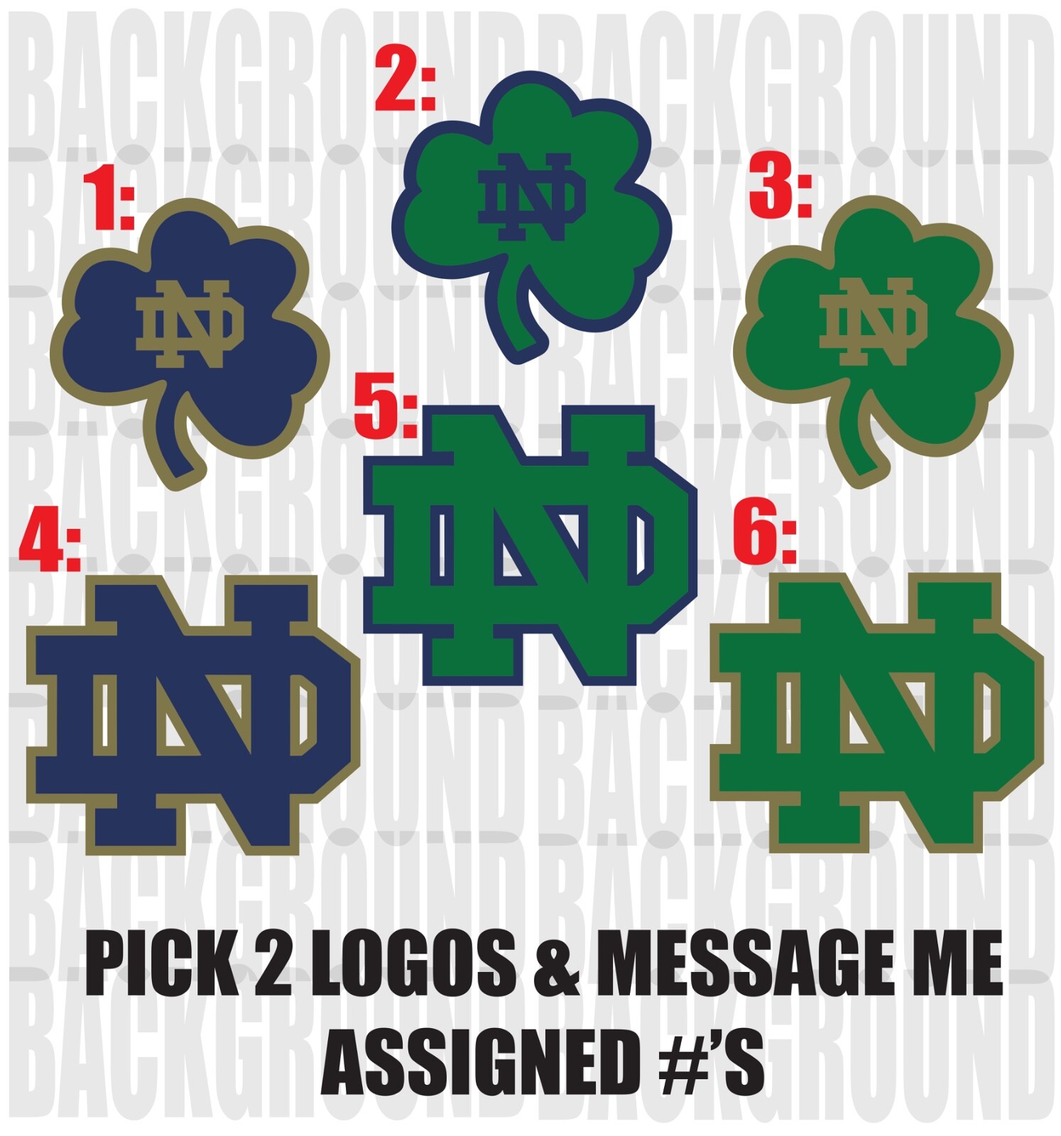 2 University of Notre Dame Clover Cornhole Decals LARGE 11×10.5″ Stickers