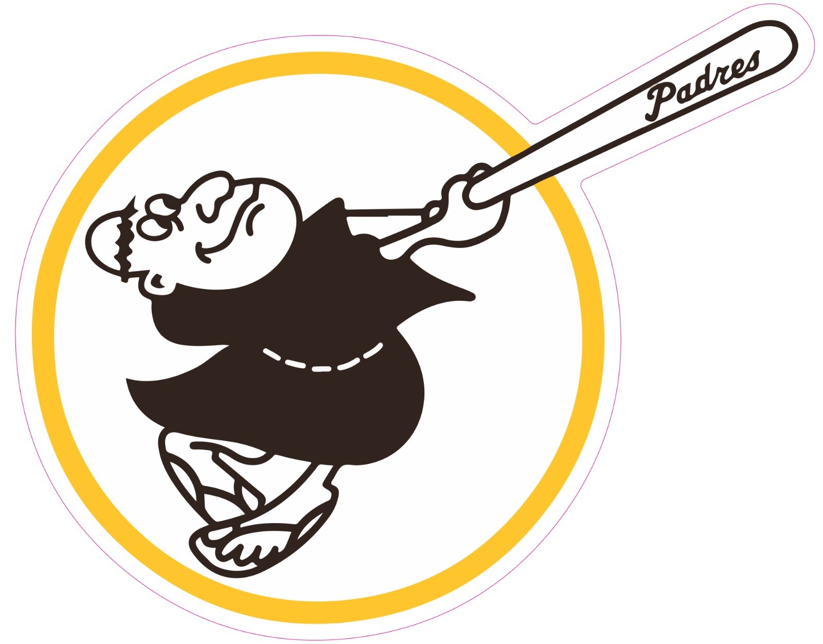 San Diego Padres Swinging Friar Vinyl Decal Sticker Car Truck Bumper Tumbler Mug