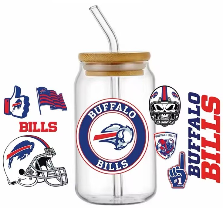 NEW Buffalo Bills UV Transfer Sticker Cup Wrap For DIY Glasses Bottles