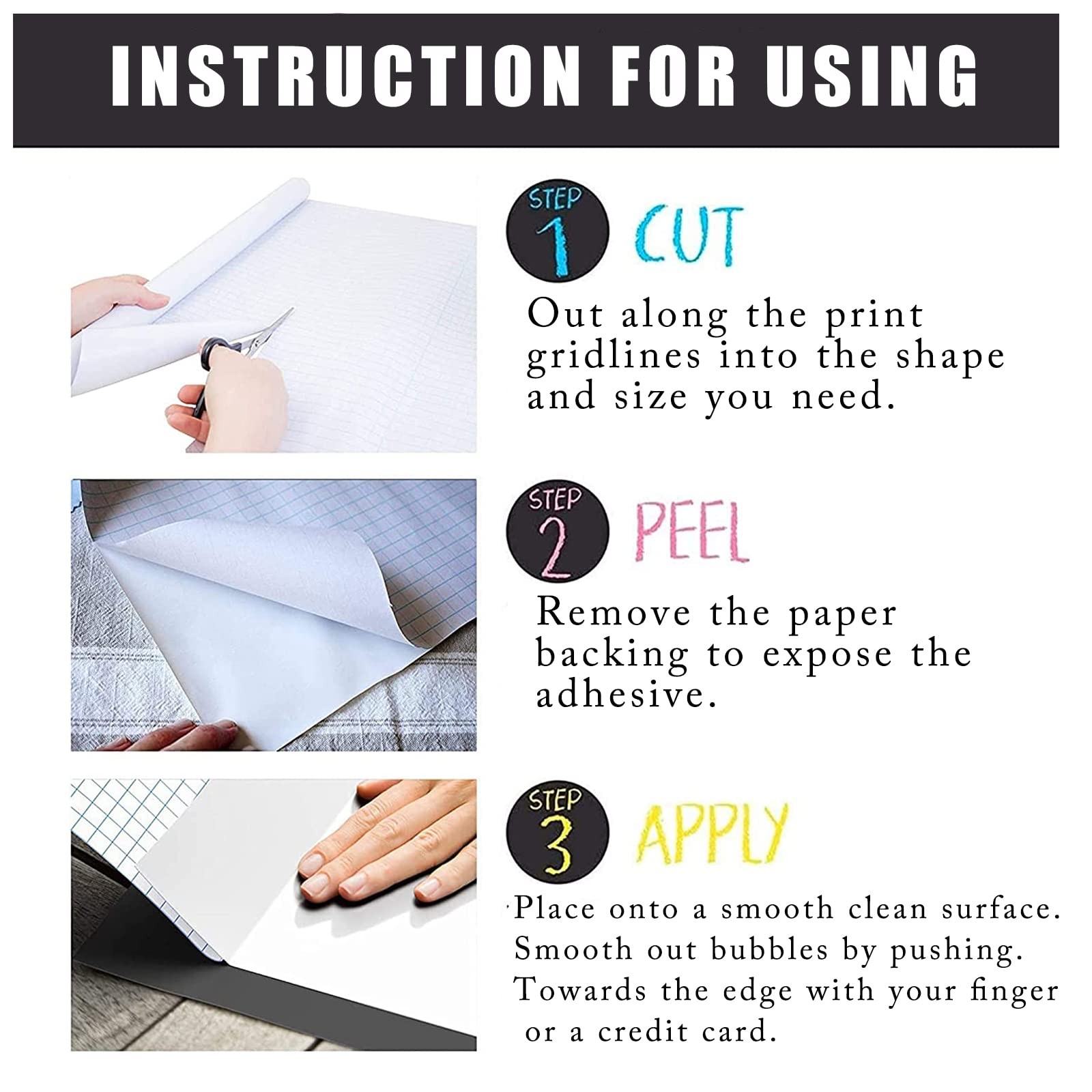 Self Adhesive White Board Paper – Dry Erase Wall Stickers Roll 17.7″ x 78.7″ …