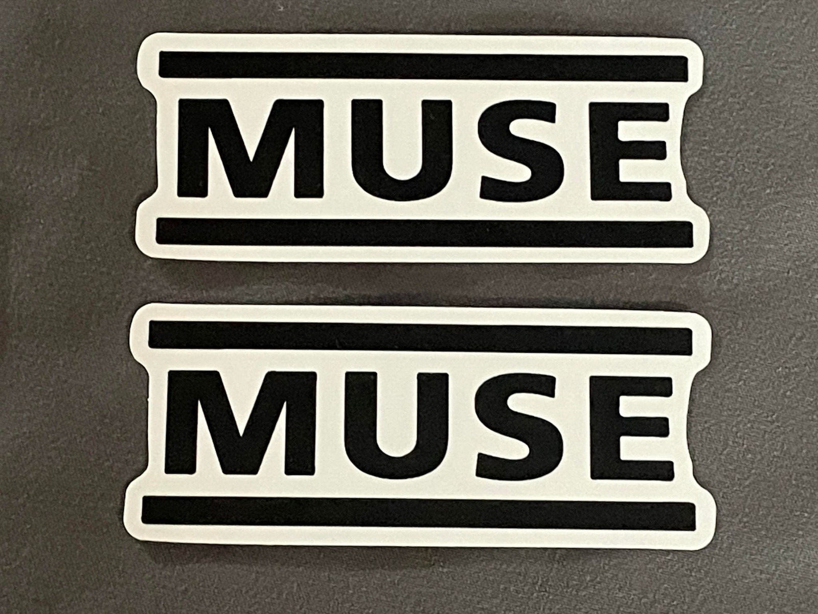 Lot of 2 MUSE 1/4″ x 3″ Band Logo Black White STICKERS Fast! FREE SHIP!