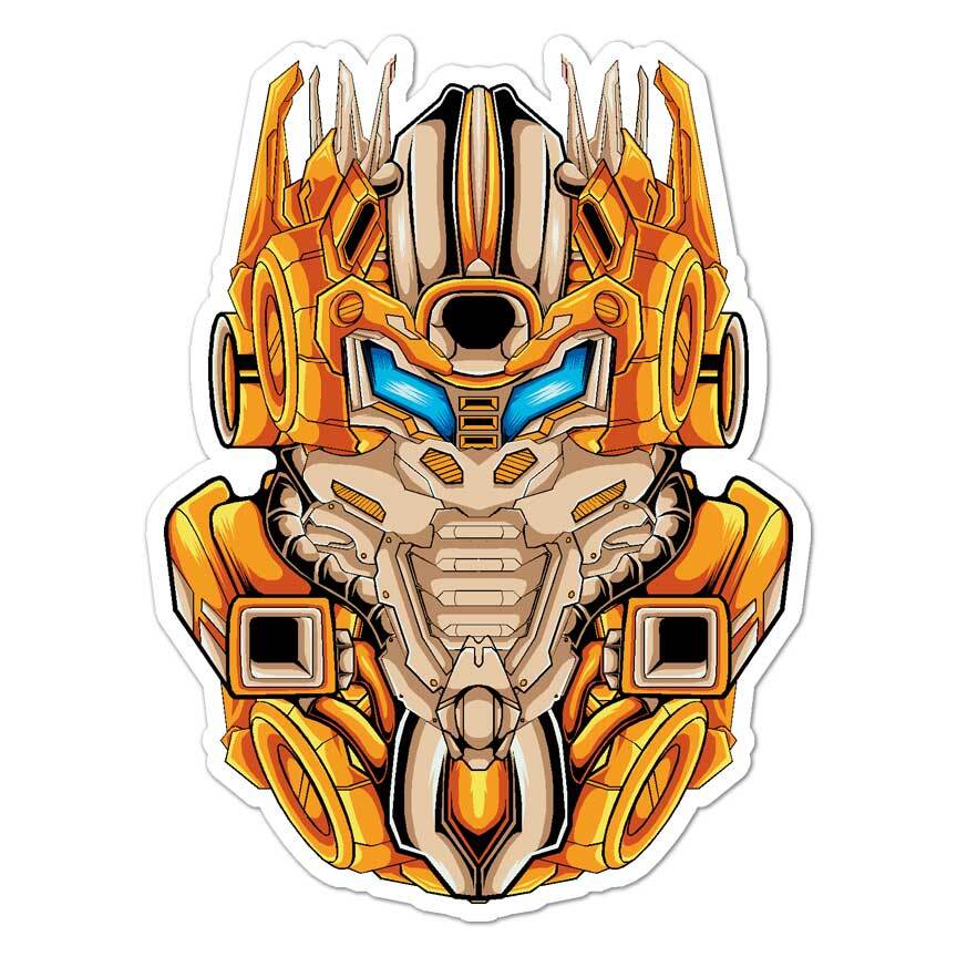 Asian Mech Fighter, Vinyl Decal Sticker, Indoor Outdoor, 3 Sizes, #8214