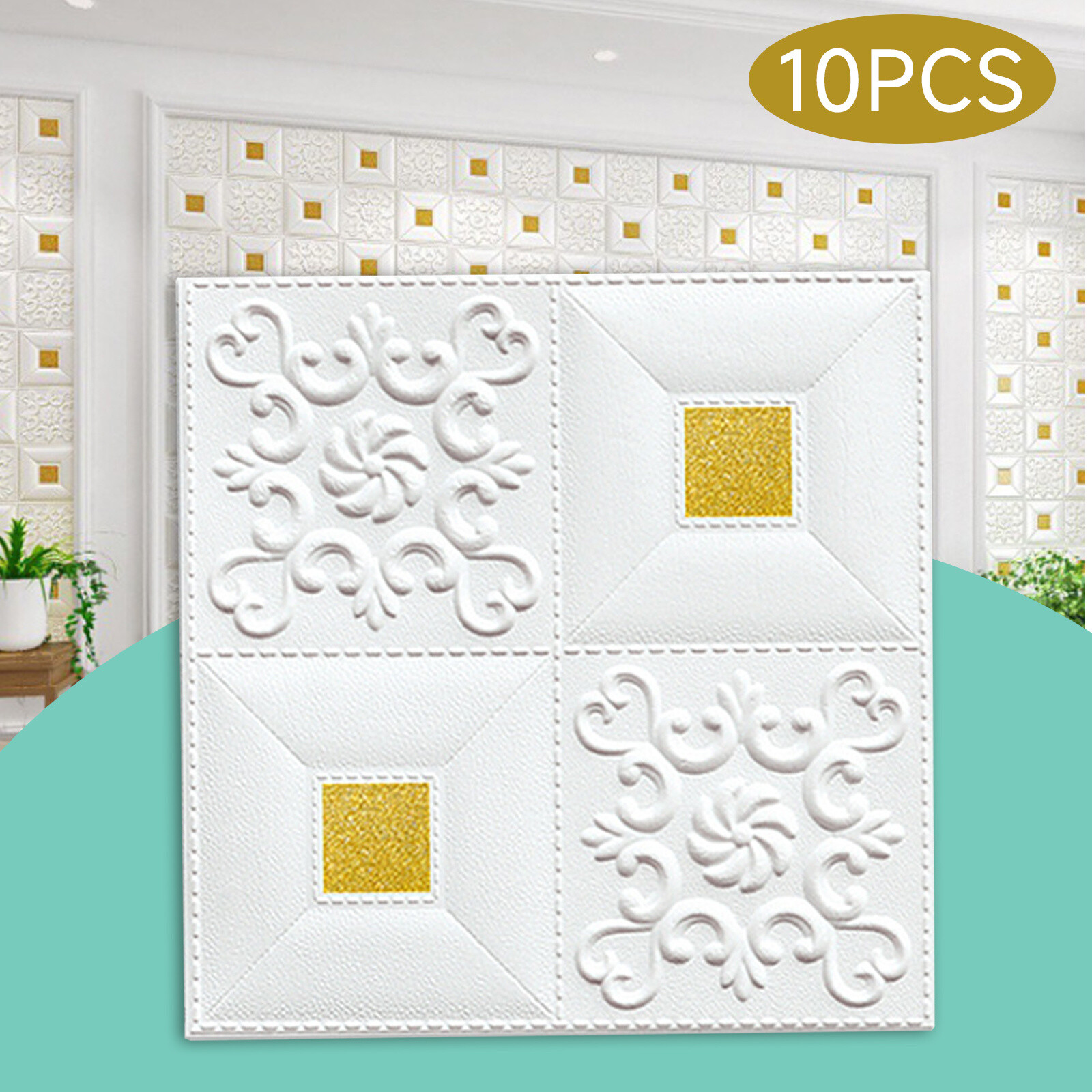 Self-adhesive Tile Brick Sticker Waterproof Foam Wallpaper 3D Wall Panels 10Pcs