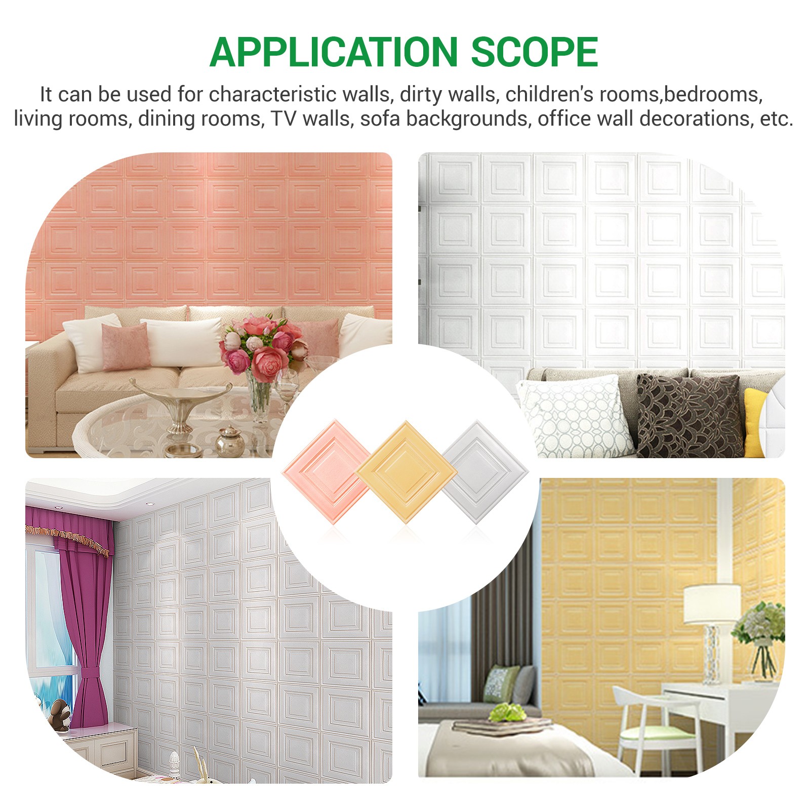 12PCS 3D Tile Wall Sticker Self Adhesive Waterproof Foam Panel Wallpapers DIY
