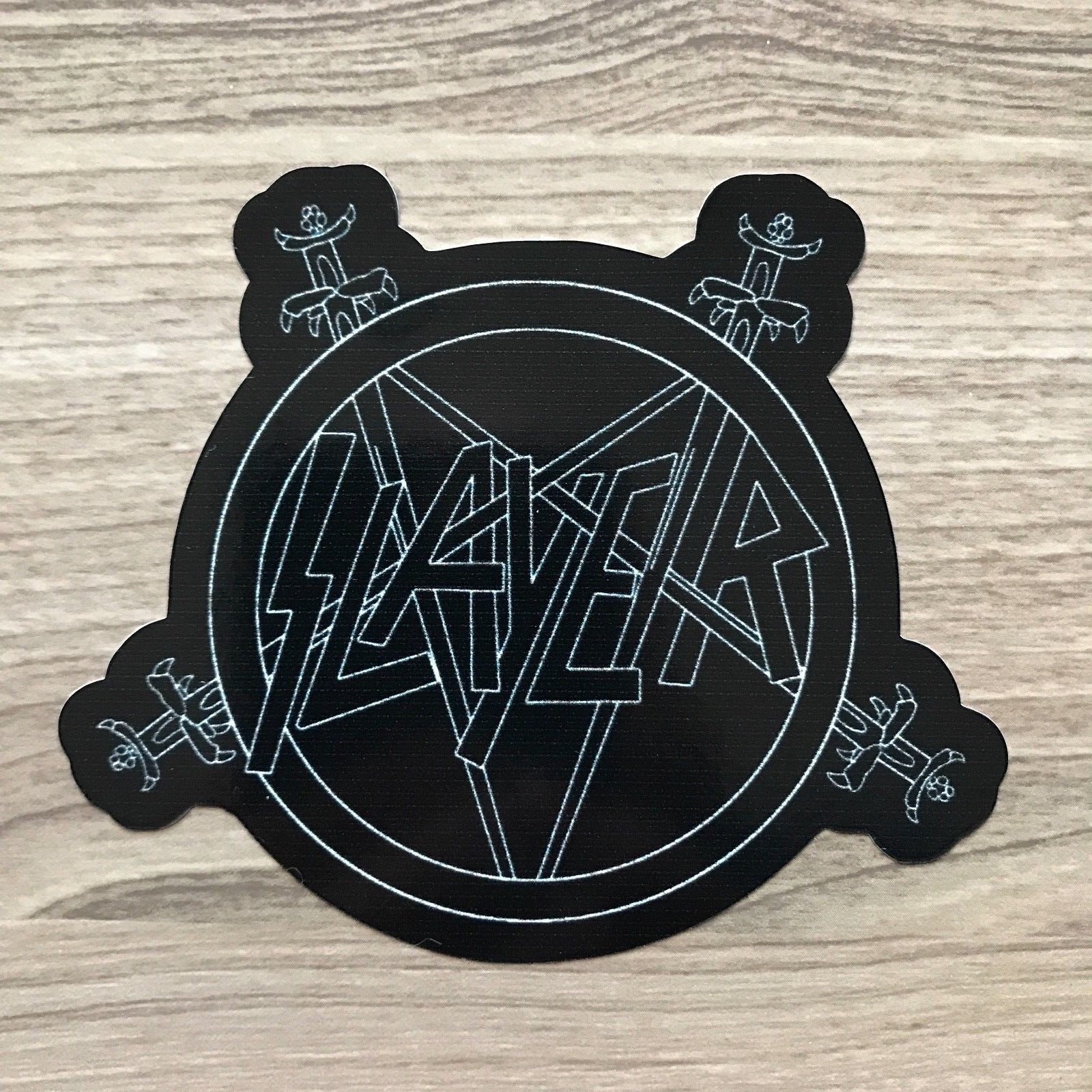 Slayer 4″ Wide Black & White Vinyl Sticker – BOGO