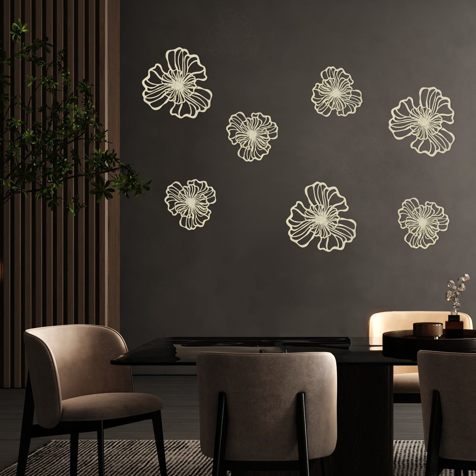 7-Piece Metal Wall Decor Flower Office Wall Hanging Ar Indoor Metal Wall Decor