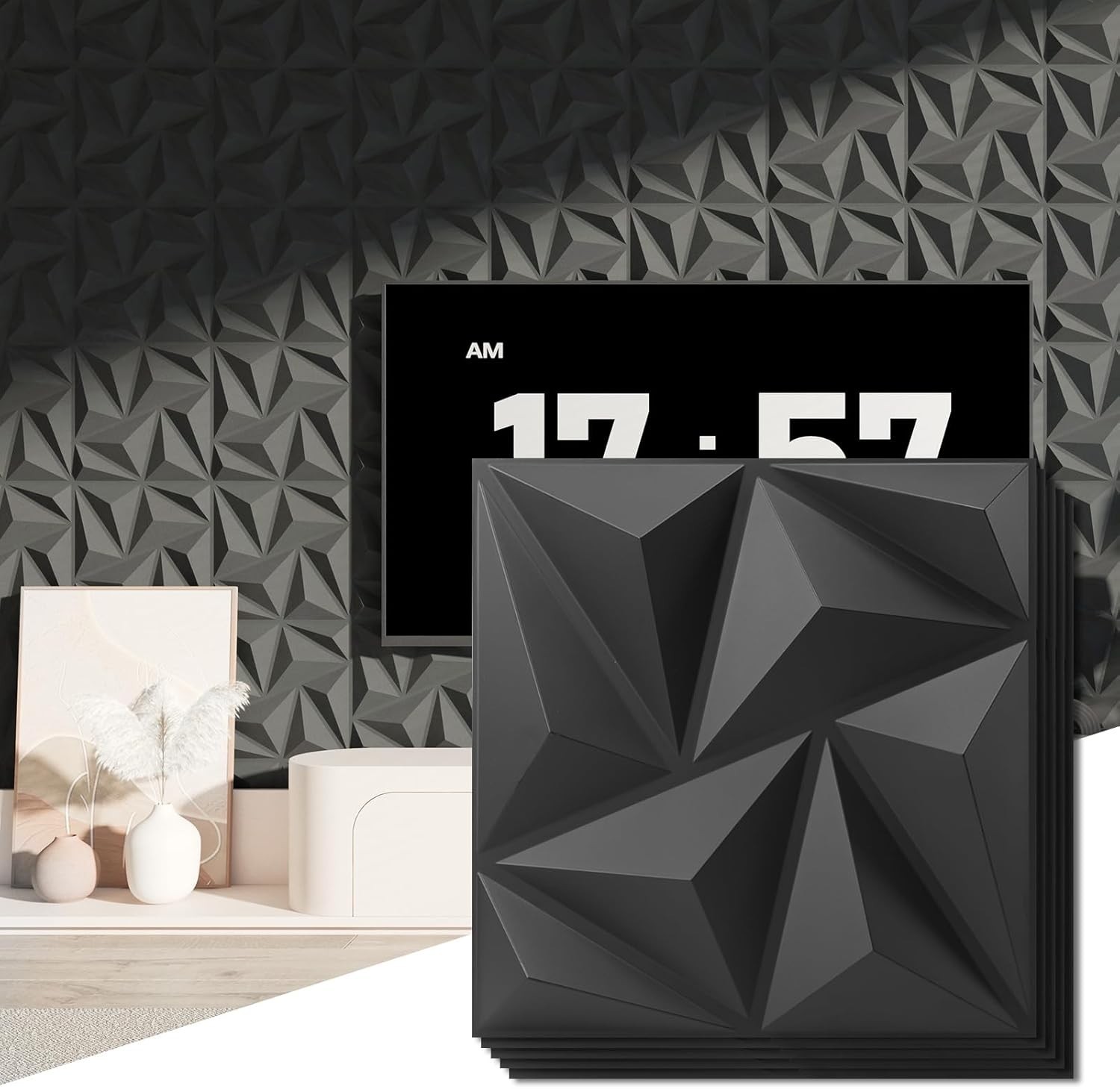 Art3d 3D Wall Panels 20 Pack, 11.8″ x 11.8″ (19 Sq.ft) PVC Wall Panels, Glue Up