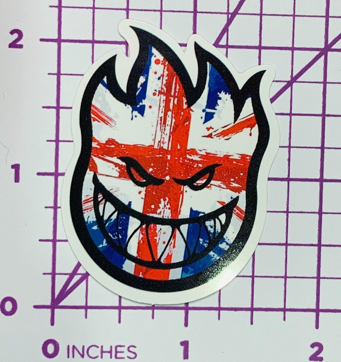 Skater UK Flag Flame Head SPITFIRE – Santa Cruz -Vinyl Decal Sticker Bomb JDM