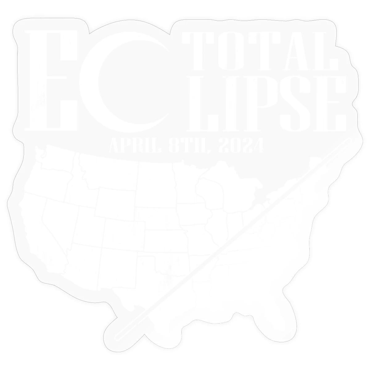 April 2024 Total Eclipse USA Map Path Of Totality Sticker, max. 4 x 4″, 4 x 4″,