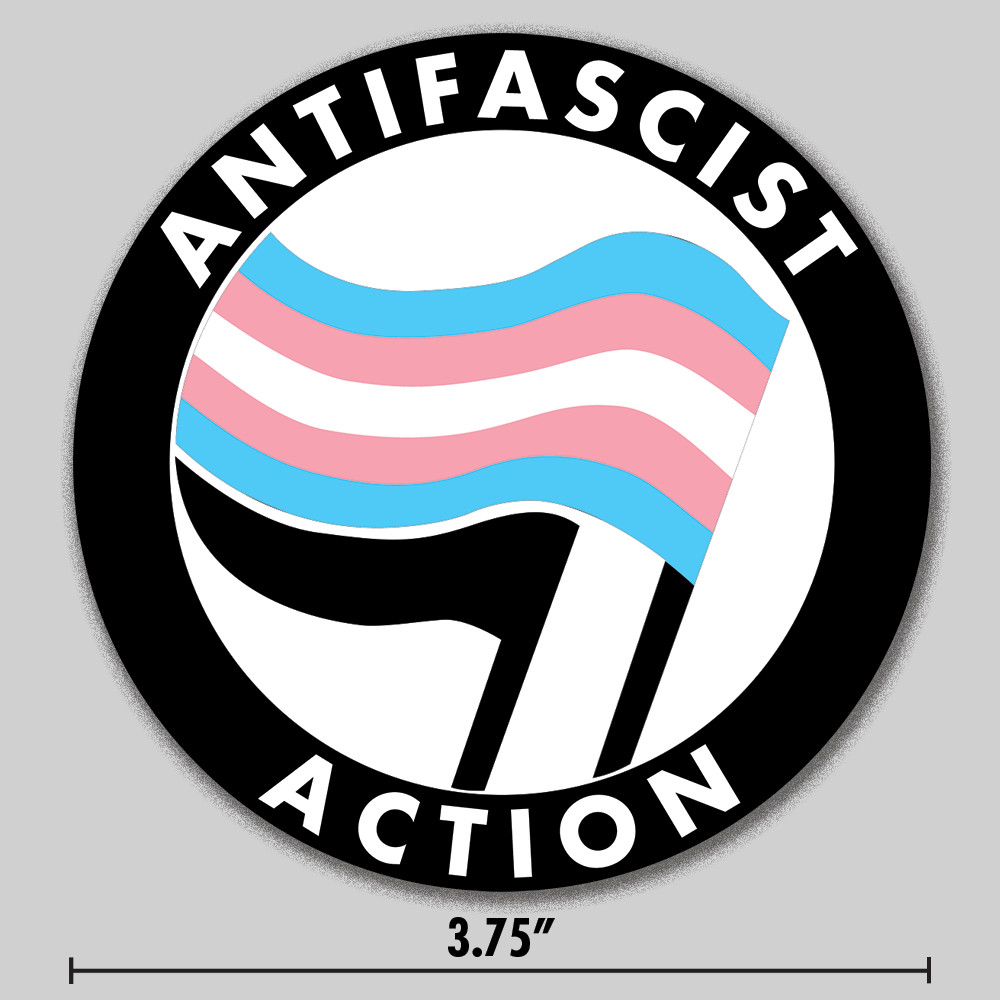 Anti-Fascist Sticker Transgender Pride English Antifa Logo 3.75″ Vinyl Decal
